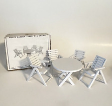 Mesa de jardín blanca de colección importación LKS con 4 sillas de madera para casa de muñecas muebles Taiwán  segunda mano  Embacar hacia Argentina