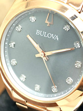 Relógio feminino Bulova 97P156 quartzo diamante mostrador cinza ouro rosa aço inoxidável comprar usado  Enviando para Brazil