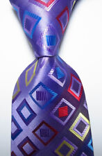Nova gravata masculina de seda xadrez clássica roxa clara azul vermelha tecido jacquard, usado comprar usado  Enviando para Brazil