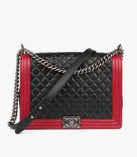 Chanel preto e vermelho acolchoado pele de cordeiro grande Le Boy comprar usado  Enviando para Brazil