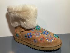 Ugg Australia Couro Camurça Marrom Castanha Botas Bordado Floral UE 38 Eua 7 comprar usado  Enviando para Brazil