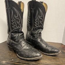 Larry Mahan Quill Ostrich Boots Men Size 11.5D Black Exotic Leather Western for sale  Shipping to South Africa