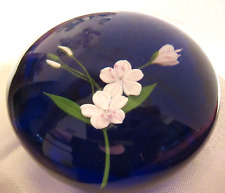 1979  PAUL STANKARD PAPERWEIGHT: Cobalt BLUE w WHITE FLOWERS, #17/100  A690 Sgnd, used for sale  Shipping to South Africa