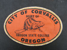 1930s CITY of CORVALLIS large CAR DOOR DECAL Oregon State College Beaver VTG OSU for sale  Shipping to South Africa