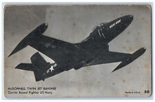 c1960s McDonnell Twin Jet Banshee Airplane, Carrier Fighter US Navy Postcard for sale  Shipping to South Africa