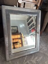Vtg American Industrial Modern Metal Medicine Streamline Deco Beveled Mirror OLD for sale  Franklin Lakes