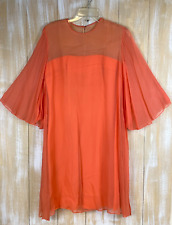 Usado, Vestido Vintage Anos 50 Anos 60 Laranja Pêssego Chiffon Sobre Tafetá Fit & Flare Tamanho 15 comprar usado  Enviando para Brazil