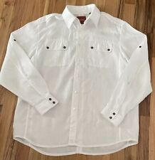 Camisa masculina TOMMY BAHAMA DENIM branca 100% linho manga comprida com botões, tamanho G comprar usado  Enviando para Brazil