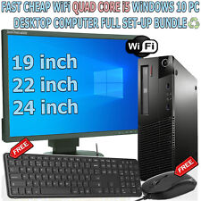 FAST CHEAP WiFi QUAD CORE i5 WINDOWS 10 PC DESKTOP COMPUTER FULL SET-UP BUNDLE for sale  Shipping to South Africa