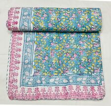 Indian Cotton Kantha Quilt Coverlet Blanket Hand Block Print Bedspread Bedding for sale  Shipping to South Africa