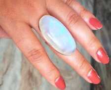 Rainbow Moonstone Ring 925 Sterling Silver Handmade Big Stone Ring All Size MB28 for sale  Shipping to South Africa