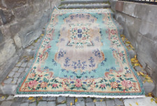 Alfombra grande turca vintage Oushak, alfombra geométrica de lana hecha a mano para granja, 6x9 pies segunda mano  Embacar hacia Argentina