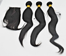 Brazilian Virgin Human Hair 3 Bundles/Closure (18 20 22+16closure) Straight for sale  Shipping to South Africa