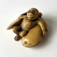 Netsuke Monkey and Namazu Fish Catfish Earthquake Fish Hand-crafted Reproduction for sale  Shipping to South Africa