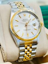 Rolex Datejust 16013 relógio de ouro amarelo 18k aço mostrador prata Jubileu SEM RESERVA! comprar usado  Enviando para Brazil