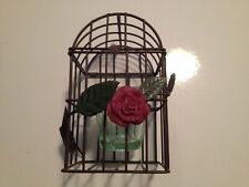 Vintage Wire Bird Cage Metal Votive or Plant Holder Hinged Top Rose Leaf Pattern for sale  Ashland
