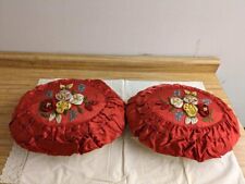 Usado, Antigo conjunto de travesseiros decorativos ovalescos de cetim com flores levantadas. comprar usado  Enviando para Brazil