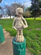 Bashful Betty Cement Garden Statue Little Girl Lawn Decor Weathered H 21.5" for sale  Shipping to South Africa