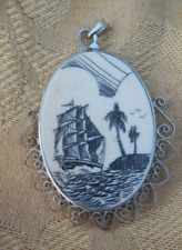 Vintage scrimshaw pendant for sale  Zellwood