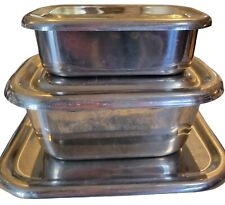 Lot 3 Vollrath Stainless Steel  Refrigerator Storage Containers Lidded USA Vtg for sale  Shipping to South Africa