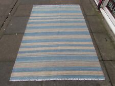 Kilim Vintage Tradicional Feito à Mão Oriental Azul Cinza Lã Kilim 195x130cm comprar usado  Enviando para Brazil