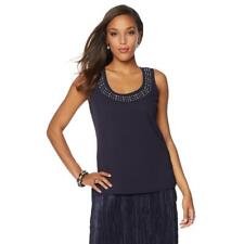 Wendy Williams Women's Embellished Neckline Tank Top Navy Blue Medium Size HSN for sale  Shipping to South Africa