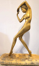 "Escultura vintage de bronce desnuda para mujer sobre base de mármol - decoración Art Deco, 12" segunda mano  Argentina 