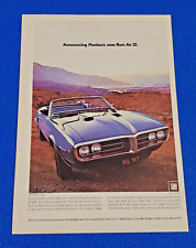 1968 PONTIAC FIREBIRD 400 V8 RAM AIR II ANÚNCIO IMPRESSO EM CORES ORIGINAL (LOTE GM AZUL) comprar usado  Enviando para Brazil