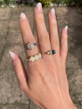 x3 Vintage Sterling Silver 925 Jelly Opal Three Stone Solitaire Rings 8g for sale  SHIFNAL