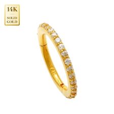 0.20Ct 14K Solid Gold Natural GHSI Diamond Clicker Ear & Nose Hoop Ring Piercing for sale  Shipping to South Africa