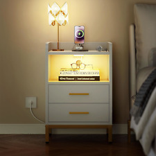 YITAHOME Nightstand with Charging Station and LED Lights, End Side Table with 2 for sale  Shipping to South Africa