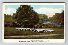 Cartão postal Westford NY-Nova York, General Greetings Sheep, antigo, vintage c1926 comprar usado  Enviando para Brazil