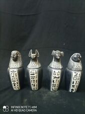 UNIQUE ANCIENT EGYPTIAN STATUE Four Canopic Jars Set Sons of Horus Black Granite for sale  Shipping to South Africa