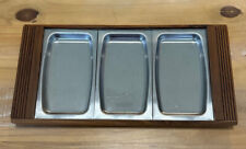 Mid Century Flair By Foley Solid Wood Stainless Steel Party 3 Tray Server Dish for sale  Shipping to South Africa