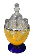 Vintage Cristalma Murano Itália Arte Vidro 7 Peças Conjunto de Licor de Vodca Mini Bar Caddy comprar usado  Enviando para Brazil