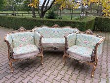 Vintage 20th Ct French Louis XVI Style Green Sofa Set With Two Chairs - 3 Pcs for sale  Shipping to South Africa