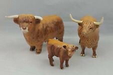 Beswick Highland Cattle Family Bull (chifre esquerdo restaurado), vaca e um bezerro			, usado comprar usado  Enviando para Brazil