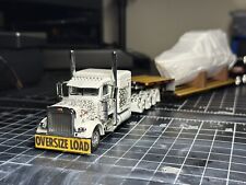 1/64 DCP WHITE W/BLACK FLAMES PETERBILT 389 / Lowboy Trailer and boat load for sale  Shipping to South Africa