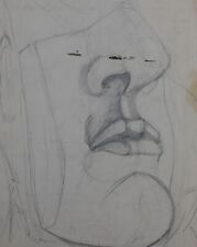 Vintage pencil drawing nose and mouth facial fragment composition for sale  Shipping to South Africa