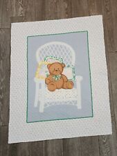 Used, Teddy Bear Chair Animals Polka Dot Baby Bambino Quilt 42.5" × 34" Hemmed for sale  Shipping to South Africa