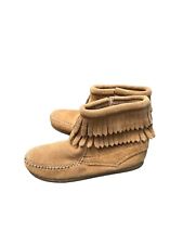 Minnetonka Tan Moccasins Shoes Suede Leather Side Zip Toddler Size 10 "NEW" for sale  Shipping to South Africa