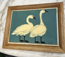 Ducks VINTAGE  WOOD TILE 1981 LINED 4.5 x 6.5” Artist Wendy Morgan Duck Lover, used for sale  Shipping to South Africa