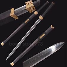 Handmade Chinese Sword Han Jian Damascus Folded Steel Blade Very Sharp Cut, used for sale  Shipping to South Africa