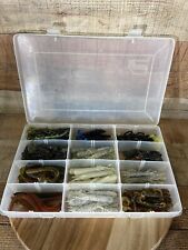 Plano tackle tray box with plastic bass lures tubes grubs salamanders centipedes for sale  Shipping to South Africa