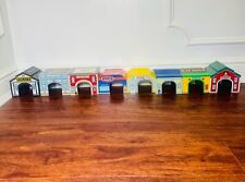 8 LAKESHORE Learning Wood Toy Block Party Buildings, Drive Through Wooden Town for sale  Shipping to South Africa