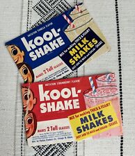 Vintage 1950's KOOL SHAKE Strawberry & Vanilla Milk Shake Mix Packages - Empty, used for sale  Shipping to South Africa