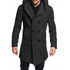 Usado, Casaco longo moda masculina com capuz jaqueta de lã outono/inverno com capuz comprar usado  Enviando para Brazil
