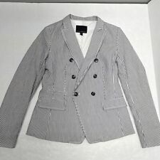 Banana Republic White Charcoal Seersucker Striped Blazer Jacket Women's 2, used for sale  Shipping to South Africa