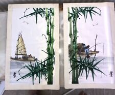 Pair chinese watercolour for sale  WIMBORNE