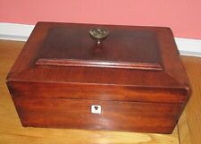 Used, VICTORIAN MAHOGANY SEWING/JEWELLERY BOX.RED INTERIOR, LIFT OUT TRAY,BRASS HANDLE for sale  OSSETT